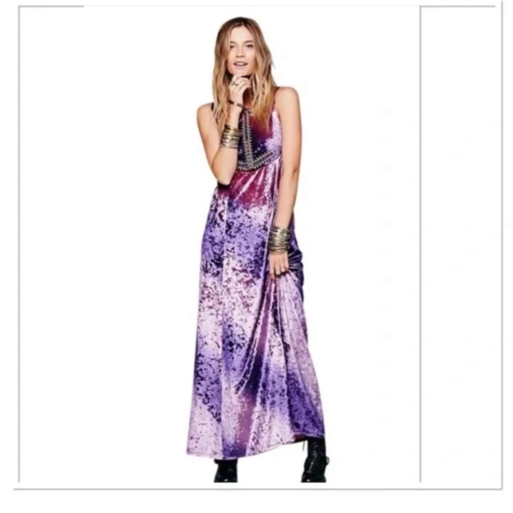 Free People Hello Gorgeous Purple Velvet Maxi Dress - Picture 3 of 5